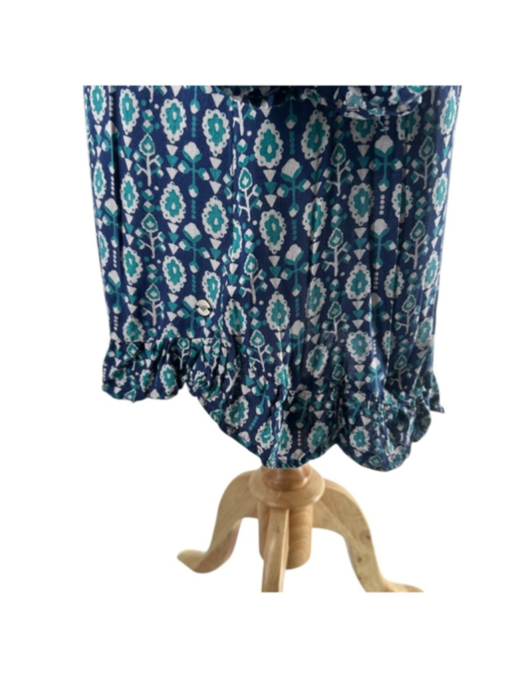 Roxy Blackbird Dress Blue Boho Floral Print beach cover up surf sz sm - Picture 11 of 12